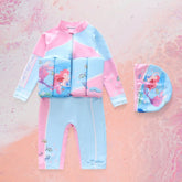 Cartoon Printed One Piece Buoyancy Swimsuit - With Detachable Safety Float Teeny Pandas